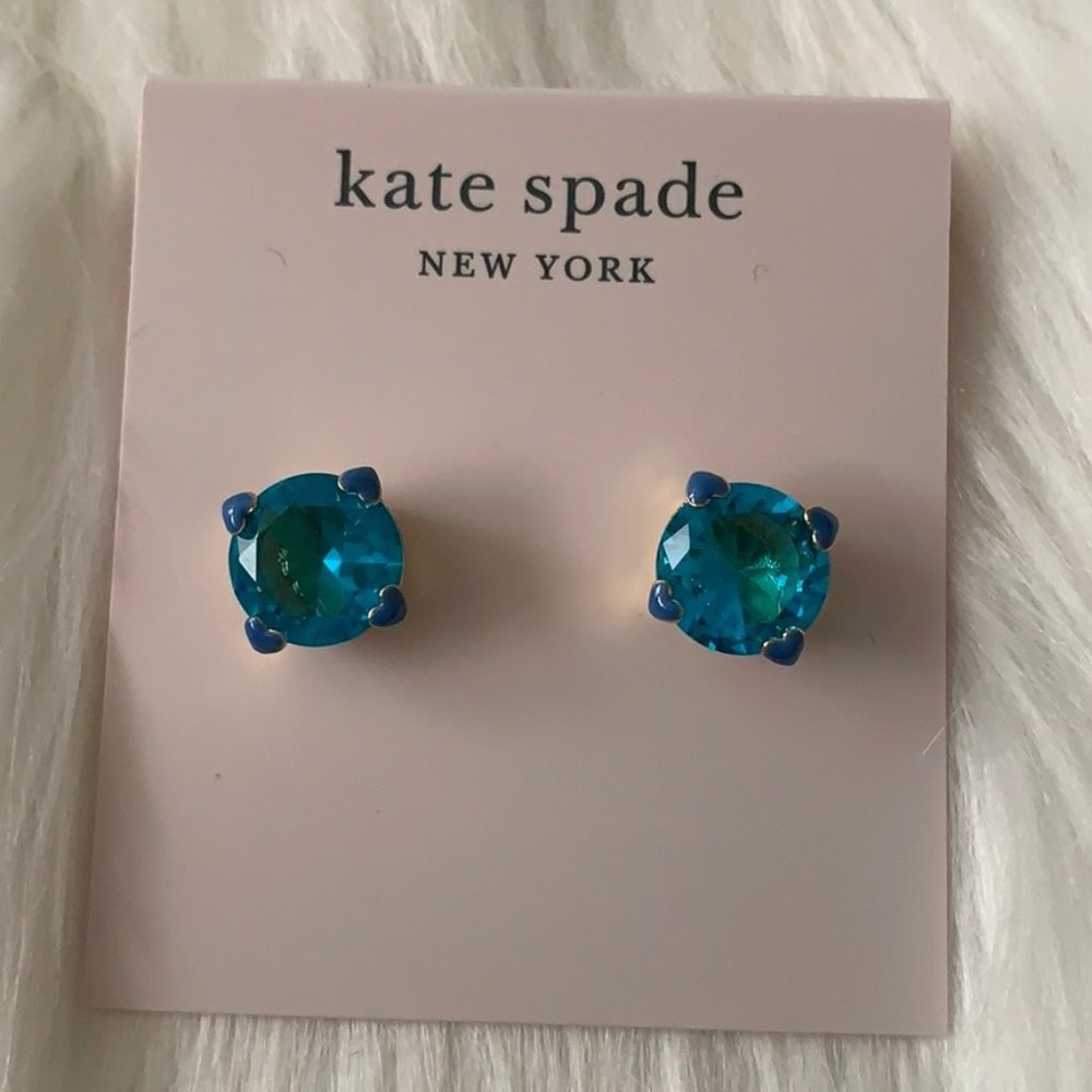 KATE SPADE Heart Stud Earrings Lt Sapphire/Gold